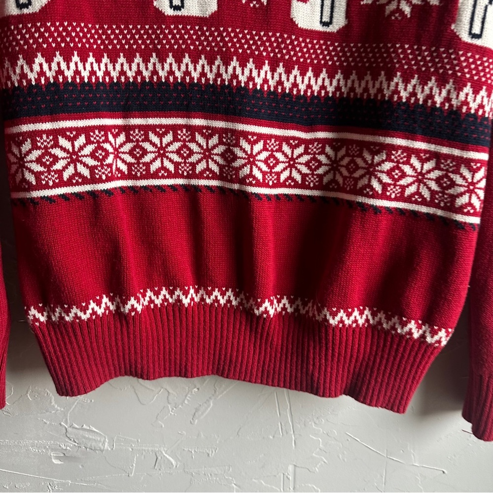 Dockers Polar Bear Fair Isle Sweater Red Ski Nordic Winter Knit Cozy Pullover M - Picture 5 of 11